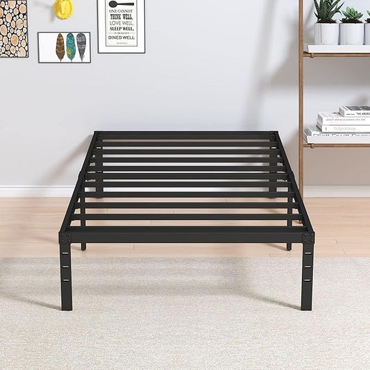 12 Inch Twin Bed Frame No Box Spring Needed, Heavy Duty Metal Platform Bed Frame Twin Size Support Up to 2500 lbs, Easy Assembly, Noise Free, Black