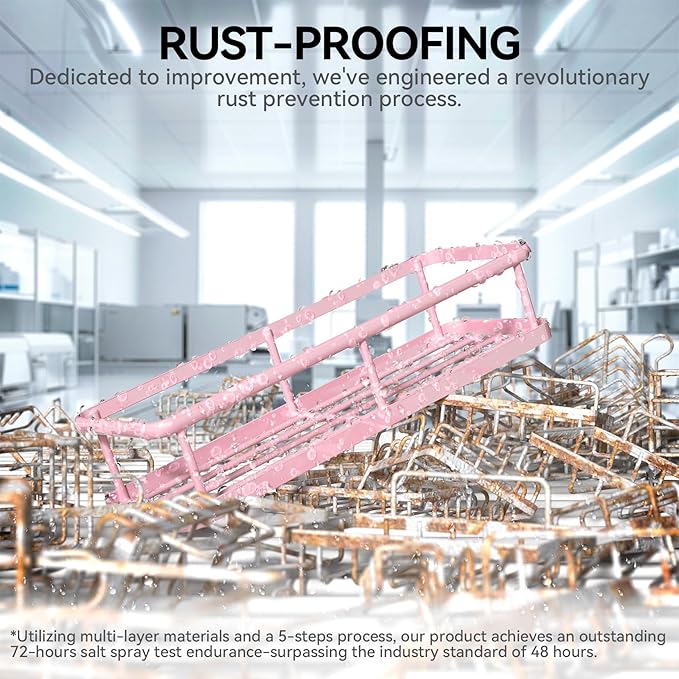 YASONIC Shower Caddy, 6 Pack Large Capacity Bath Organizer with Soap Holder and 12 Hooks, Rustproof Shower Shelves for Inside Shower, No Drilling&Sleek Bathroom Organizers and Storage Pink