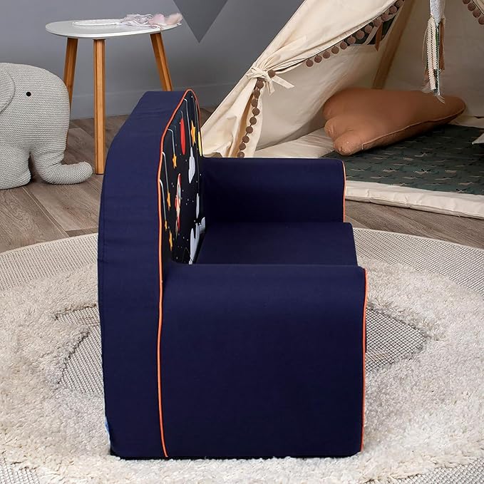 Delsit Kids Couch for Toddlers - 2 in 1 Convertible Foam Sofa to Lounger, Comfy Flip Out Lounge Chair for Children, Made in Europe