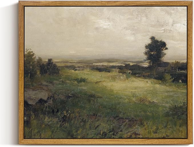 InSimSea Framed Canvas Wall Art Vintage Decor, Farmhouse Wall Art for Living Room, Wild Field Landscape Wall Artwork for Bedroom, Country Wall Decoration Traditional Scenic Pictures for Bathroom, 9"x11"