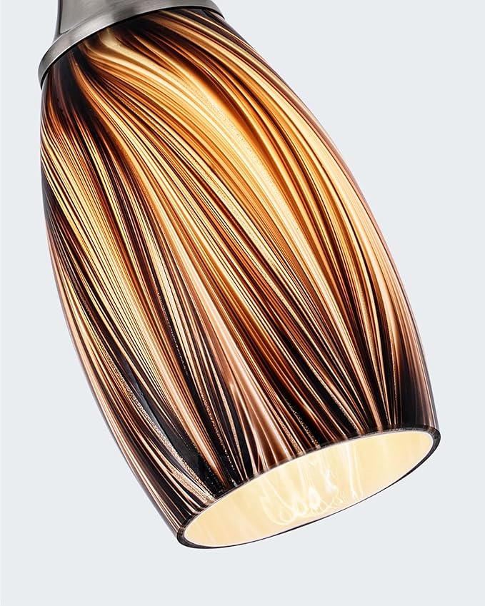 Mini Pendant Lights Kitchen Island,Blown Art Glass Pendant Light Fixtures with Brush Nickel Finish Coffee Brown Hanging Lamp Shade for Kitchen Over Sink,Hallway,Bathroom Dining Room