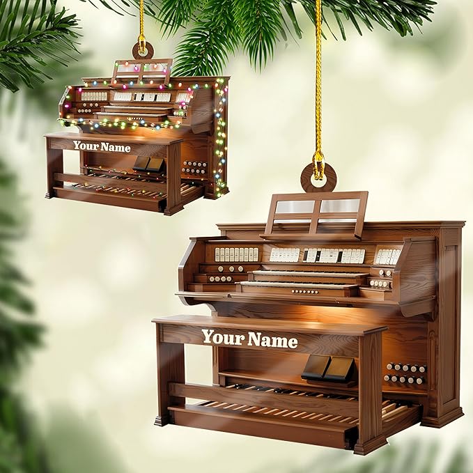 Mostefy Personalized Organ Christmas Ornament 2025, Custom Name Musical Instrument Holiday Decoration, Unique Pipe Organ Keepsake Gift for Musicians & Music Lovers (Organ5)