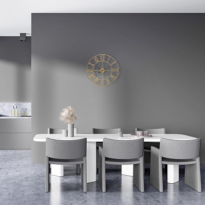 Sorbus Large Wall Clock for Living Room Decor – Easy to Hang 12-Inch Big Wall Clock – Metal Wall Art for Kitchen, Bedroom, Home, Office – Analog Decorative Wall Clock (Gold)