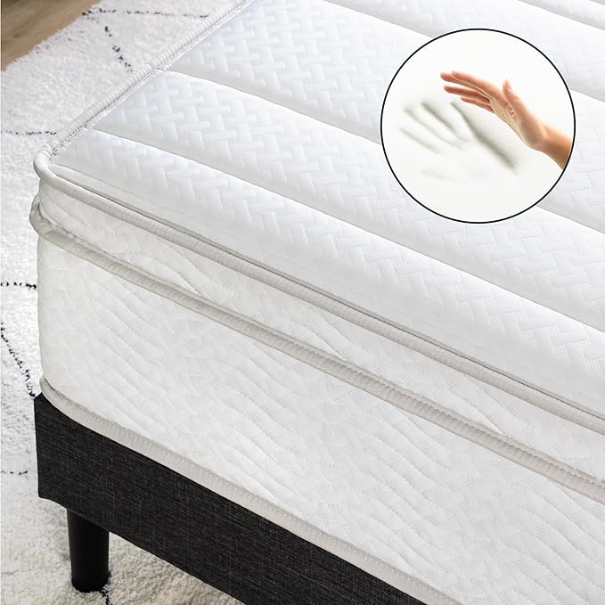 ZINUS 12 Inch Foam and Spring Hybrid Mattress [New Version], Queen, Fiberglass Free, Medium Firmness, Durable Support, Certified Safe Foams & Fabric, Mattress in A Box
