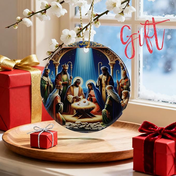 Nativity Scene Ornament, Religious Manger Scene Holiday Decor, Christmas Ornaments, Christmas Decorations | Christian Gifts, Religious Gifts, Gift Exchange & Gift Idea, Giftbox Included
