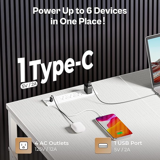 Huuger 55 Inch L Shaped Desk with Fabric Drawers, Reversible Computer Gaming Desk with Power Outlets and USB-C Port, Adjustable Side Storage Shelves, for Work Study Corner Home Office, White