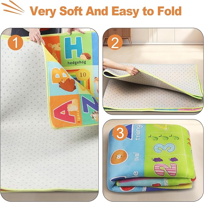 Kids Play Mat for Floor, ABC Playroom Baby Rug 60x80 Non Slip Padded Floor Mats for Kids(Type B)