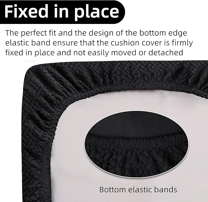 Rv Dinette Cushion Covers,Jacquard Stretchable Camper Cushion Cover,RV Cushion Slipcover,Rv Couch Cover Replacement for RV Camper Car Bench,2 Backrest Covers and 2 Bench Covers (Twill,Black)