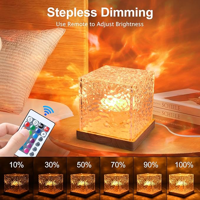 Aurora Glow Lamp,Ocean Wave Projector Light Ocean Lava Lamp Luminorthe Cube Northern Lights Cube with 16 Colors and Dynamic Ripple Effect for Living Room Bedroom Decor - 5.1inch