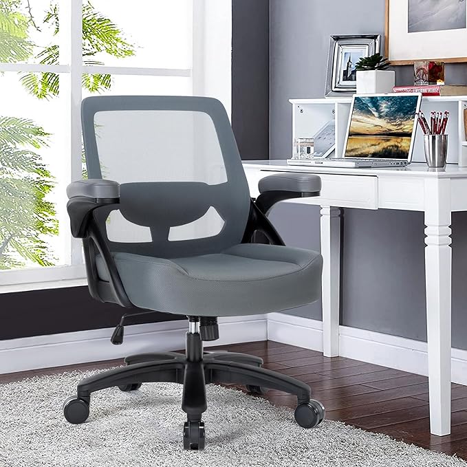 Big and Tall Office Chair 400lbs-Ergonomic Mesh Desk Chair with Flip up Arms, Heavy Duty Home Office Computer Chair, Wide Seat Office Chairs, Executive Rolling Swivel Task Chairs for Large People