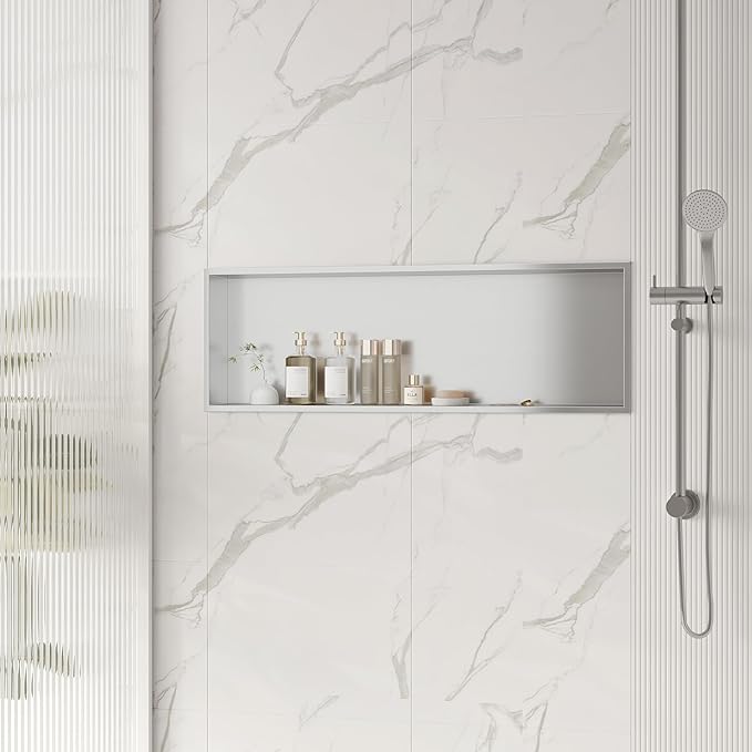 Stainless Steel Shower Niche 36" X 12", No Tile Needed Wall Niche, Recessed Shower Shelf for Bathroom Storage, Brushed Nickel