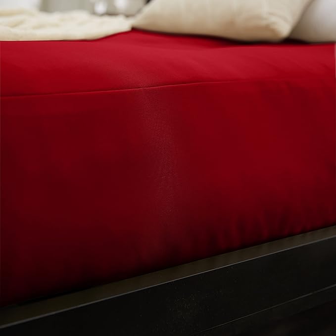 Mozaic Full Size 8-Inch Cotton Twill Gel Dual Memory Foam Futon Mattress, Red