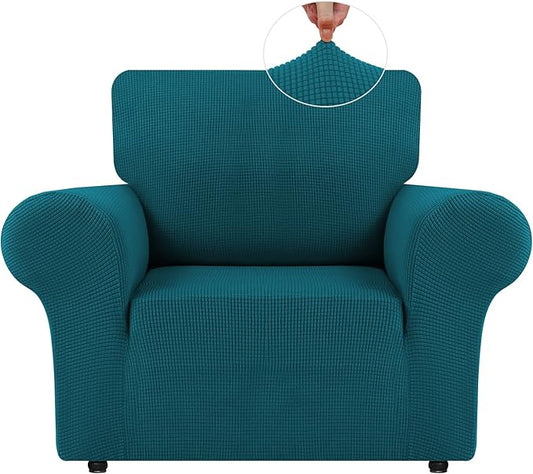 LURKA Stretch Chair Sofa Slipcovers 1 Piece Couch Covers for Sofa Furniture Protector Full Sofa Covers with Elastic Bottom for Kids and Dog (Small,Peacockblue)