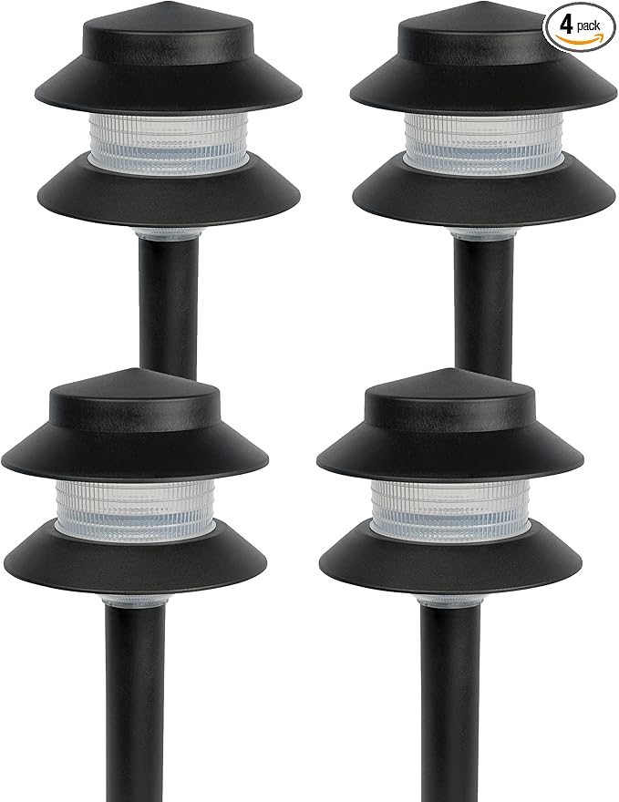 Paradise Plastic Path Stake Light (Black, 4 Pack)