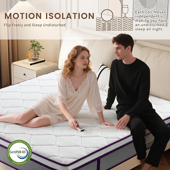 Twin XL Mattress 12 Inch, Memory Foam Mattress with Pocket Spring, Soft & Comfortable Medium Firm, Hybrid Mattresses Twin XL Size Mattresses in a Box for Motion Isolation, Pressure Relief