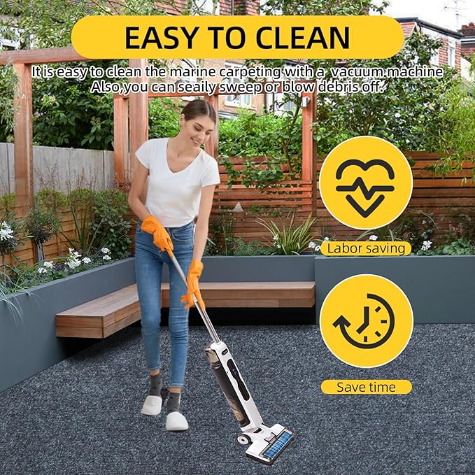 Marine Carpet,5 FT x 25 FT Dark Gray Indoor Outdoor Carpet 0.2" Thick Boat Carpet with Water-Proof TPE Backing, Non-Slide Outdoor Marine Carpet Roll for Home, Patio, Porch, Deck