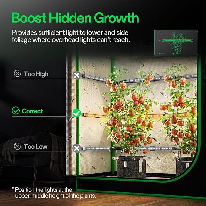 VIVOSUN Lumaray LED Grow Light Bars 16”(4-Bar), Full Spectrum Side Lighting with 60% Red Light up to 25% Yields for Grow Tents, Greenhouses, Magnet Reliability Upgraded, SGS Compatible