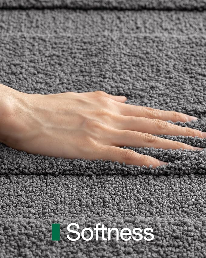 LUMI Ultra Soft Bathroom Rugs Non Slip with Rubber Backing, Absorbent Washable Bath Mat Quick Dry, Upgraded Premium Microfiber Plush Carpet for Bathtub and Shower Floor, Dark Grey, 24x60
