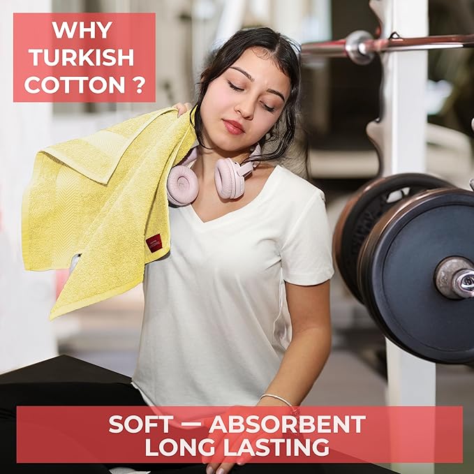 TEXTILOM 100% Turkish Cotton 2 Pcs Bath Towel Set, Luxury Bath Towels for Bathroom, Soft & Absorbent Hotel Quality Bathroom Towels Set (27 x 54 inches)- Yellow