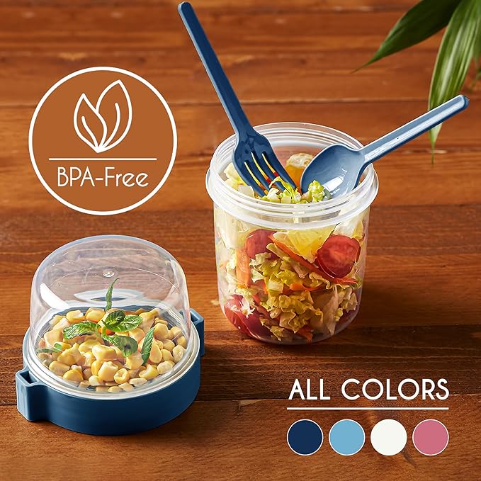 Crystalia Yogurt Parfait Cups with Lids, BPA FREE Reusable Yogurt Containers with Lids and Spoons, Take and Go Yogurt Cup with Topping Cereal or Oatmeal Container, Colorful Set of 4 (Large 22 oz)