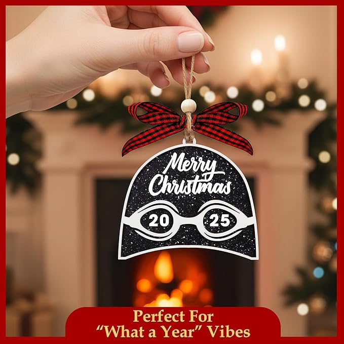 Swimming Christmas Decorations and Xmas Tree Ornaments 2025-2 Layer Swim Team Ornament, Swimmer Ornaments for Christmas Tree - Gifts for Swimmers, Swimming Gifts for Teen Girls and Boys