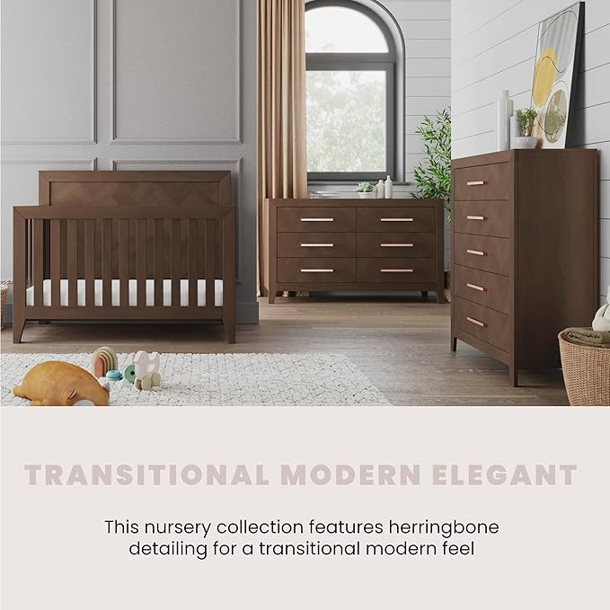 Child Craft Kieran 4-in-1 Convertible Crib, Baby Crib Converts to Day Bed, Toddler Bed and Full Size Bed, 3 Adjustable Mattress Positions, Non-Toxic, Baby Safe Finish (Toasted Chestnut)