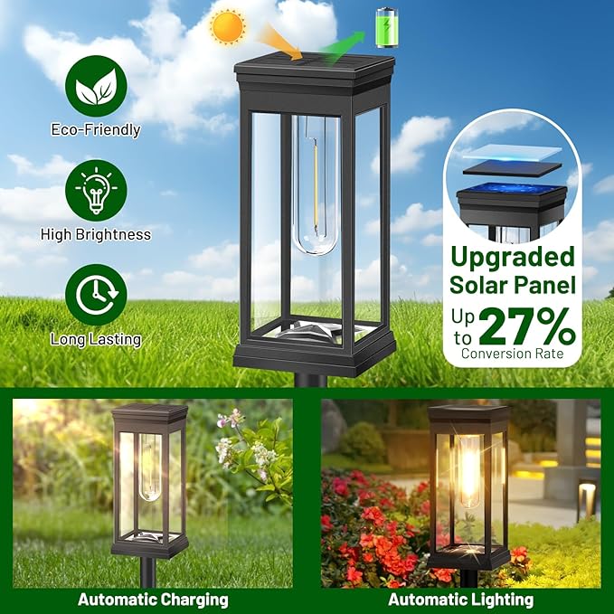 BesLowe 【Upgraded】 Solar Pathway Lights Outdoor, 8-Pack Large LED Solar Light Outdoor Waterproof, Super Bright Outside Lights for Yard, Sun-Powered Landscape Lighting for Garden Walkway, Warm White