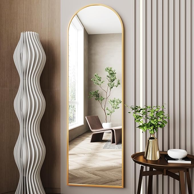 18"x58" Full Length Mirror Wall Mounted,Full Length Wall Mirrors,Arched Wall Mirror,Long Wall Mirrors,Gold Floor Mirror Full Body