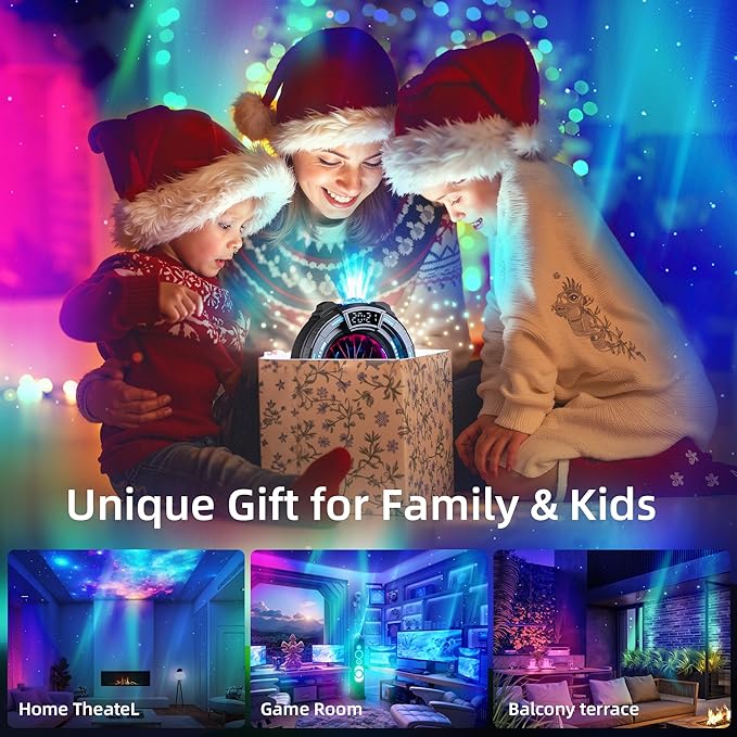 Space Portal Plasma Ball Night Light, LED Galaxy Projector Alien Lamp with White Noise, Bluetooth Music Speaker Alarm Clock,Remote,Star Light for Kids Room Decor Lamp, Christmas/Birthday Gift.(Gray)