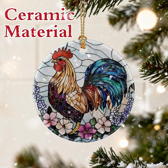 Rooster Ornament for Christmas Tree | Christmas Ornaments, Farmhouse Home Decor, Holiday Decor Gifts for Family, Friends & Farmer, Gift Exchange & Gift Idea, Giftbox Included
