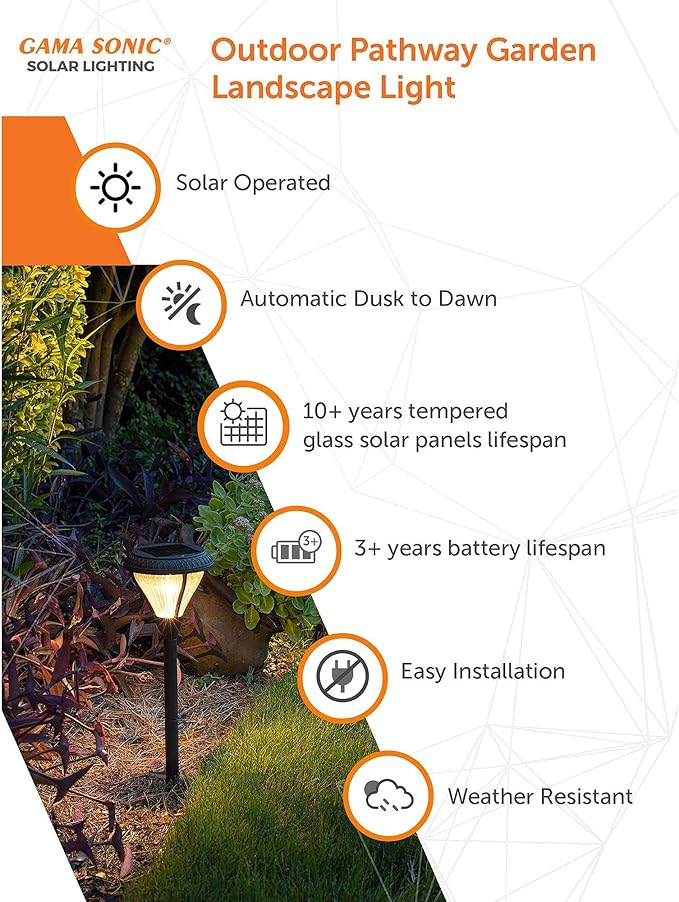 Gama Sonic Premier Outdoor Pathway Garden Landscape Light with 2 Color LEDs, Warm White and Bright White, Black, Heavy Duty Cast Aluminum, 50 Lumens, 4-Pack (239iP490080)