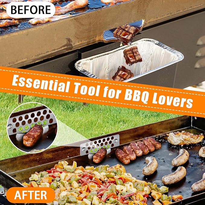 6pcs Magnetic Grease Gate Set, Griddle Spatula Holder and Magnetic Hooks Combo, Stainless Steel Flat Top Griddle Accessories Kit, Grill Tool Holder