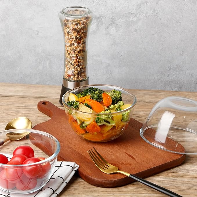 NUTRIUPS 3 Pack Small Glass Bowls Set 16oz Glass Cereal Bowls Glass Bowls for Oatmeal, Ice Cream and Fruit (4.5 inch)