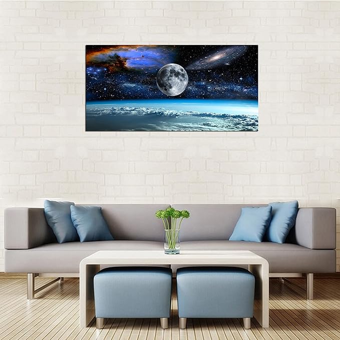 XXM WallArt FC2550 Space View From Earth Canvas Wall Art Landscape Modern Decor for Living Room, Bedroom, Kitchen, Home and Office