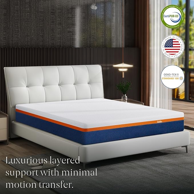 IULULU Queen Mattress, 10 Inch Memory Foam Mattress Queen in a Box - Cool Gel Bed Mattress Bamboo Charcoal Foam Queen Mattresses Pressure Relief Medium Firm