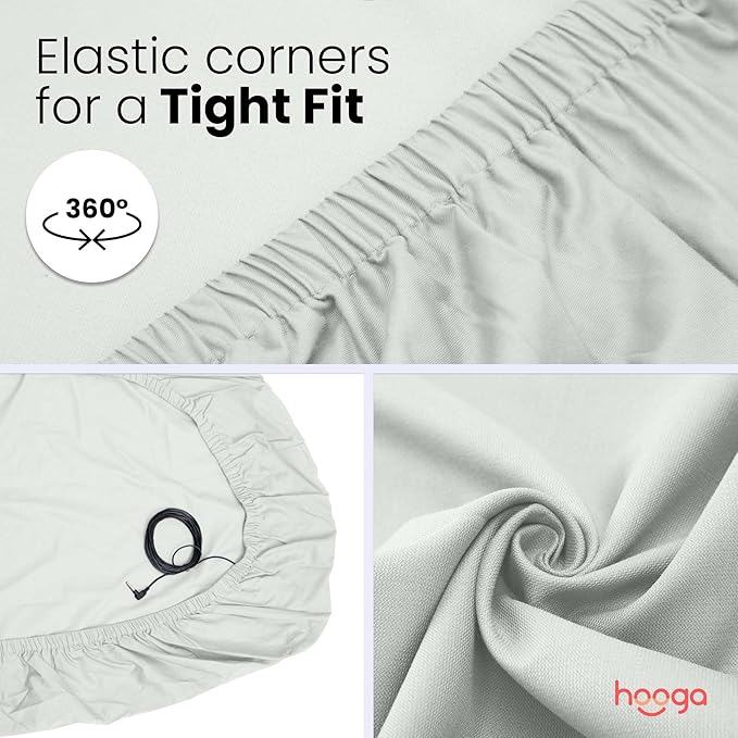 Hooga Grounding Crib Sheet, Organic Fitted Grounded Sheet for Baby Crib, Earth Connected Bedding (52”x28”x8”) Pure Silver Fiber and Cotton, Grounding Cord Included. Off White