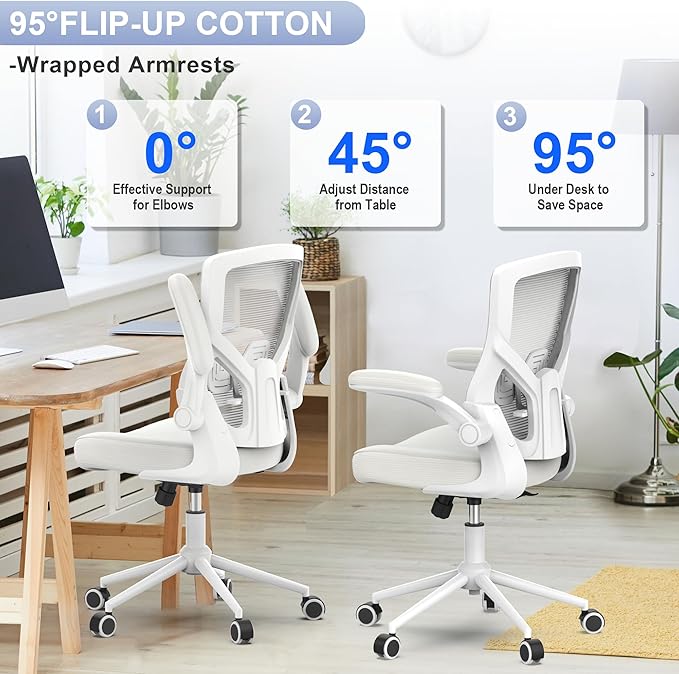 Office Chair, High Back Desk Chair Adjustable Height and Ergonomic Design Home Office Computer Chair Executive Lumbar Support Padded Flip-up Armrest Swivel Task Chair