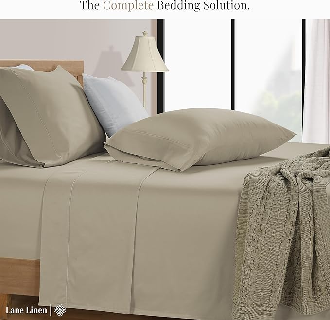 LANE LINEN Queen Size Bedding Set – 100% Cotton Queen Size Bed Set with 600 Thread Count, Soft & Cooling Fabric, Value Bedding for Daily Use, Hotel Sateen Finish, 15" Deep Pocket – Linen