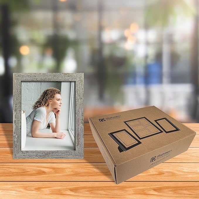 8x10 Picture Frame Set of 4, High Definition Glass Distressed Moss Green Frame, 8 x 10 Photo Frames for Tabletop Display and Wall Mounting