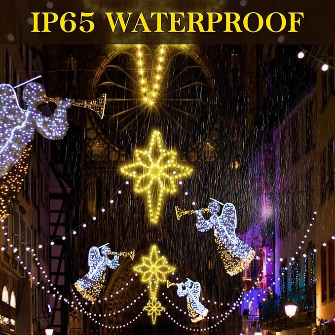 43"x32" Extra Large Christmas Bethlehem Star Shaped Lights Outdoor Window 125 LED Christmas Star Plug Operated Lights Nativity Holy with Timer and 8 Functions for Xmas Holiday Party Decor