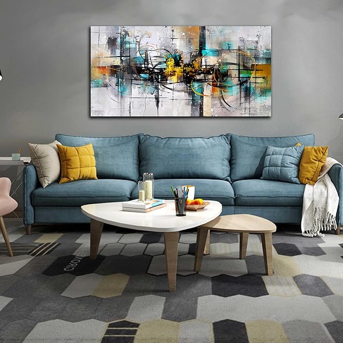 SIXTTART Abstract Wall Decor for Living Room - Modern Wall Art for Bedroom Home Office Decor Ready to Hang Size 24" x 48"