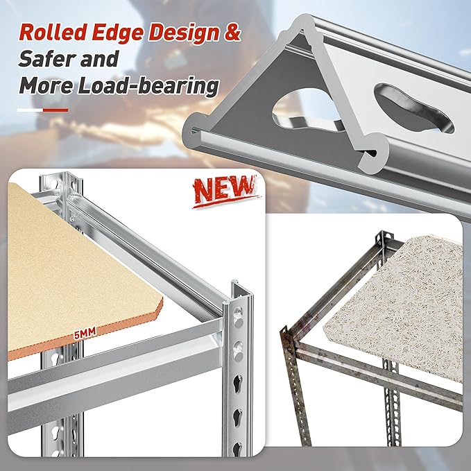 REIBII Storage Shelves Adjustable Metal Shelving 1600LBS Garage Shelves Industrial Metal Shelves 4 T ier Garage Shelving for Kitchen Pantry Closet, Sliver, 11.8" D x 23.6" W x 56.7" H