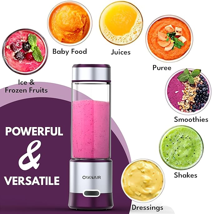 Portable Blender For Smoothie & Juices, Portable Juicer mixer grinder, baby food blender, Type C, 5000 mah battery, Smoothie maker blender, 450ml, Stainless Steel, 240 Watts, Grey