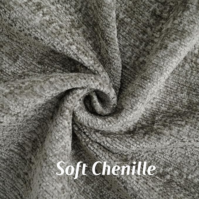 FUTEI Grey Chenille Throw Pillow Covers 12x20 Inch Set of 2,Soft Cozy Bound Edge Design Lumbar Pillow Cases,Home Decor for Couch Bed Living Room