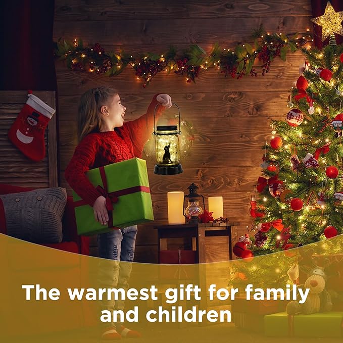 Styleonme Decor Mobile Outdoor Solar Lanterns, Solar Lights Waterproof Dog Lights with Butterfly, Gifts for Women Men Dog Lovers Gifts Hanging Dog Lanterns with Stake for Yard Lawn Garden Decor