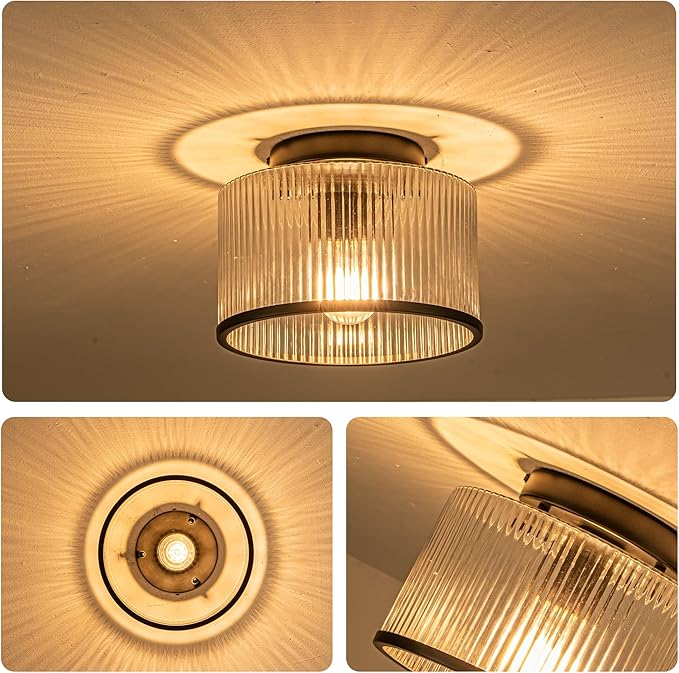 MAYNA Modern Black Semi Flush Mount Ceiling Light Fixture, 1-Light Hallway Light Fixtures Ceiling Mount, Dimmable Kitchen Lighting Fixtures Ceiling Lights for Bedroom Bathroom Dining Room Entryway