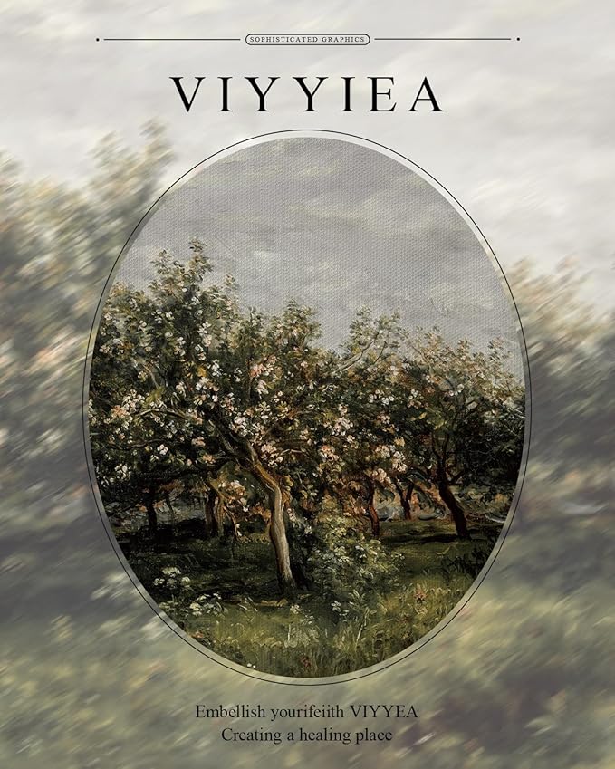 VIYYIEA Gold Framed Wall Art Canvas Print Home Decor Fruit Trees Vintage Oil Painting Prints Modern Blossom Apple Tree Pictures Botanical Landscape Farmhouse Wall Decor for Bedroom Bathroom 11x14in