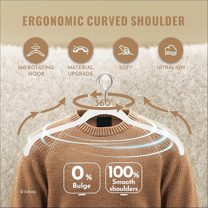 30 Pack Velvet Clothes Hangers, Non-Slip Flocked Hangers with 360° Swivel Hook, Space-Saving Slim Felt Hangers for Shirts, Coats, Dresses, Blouses(White)