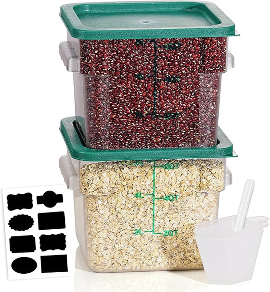 6QT Clear Food Storage Containers: 2 PCS[Food Grade][Hot&Cold Resistant] NSF Food Storage Containers with Lids for Home Restaurant Kitchen Storage Pizza Proof Dough, BPA Free(GREEN N1)