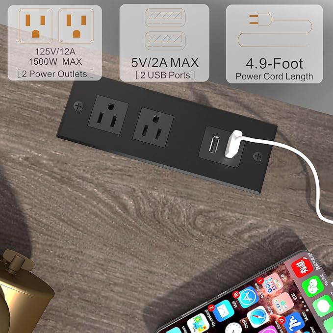 Nightstand with Charging Station, Bedside Tables Oak Grey End Table Side Table with 2 Tiers Storage Space, for Bedroom Living Room MLBZ07GE